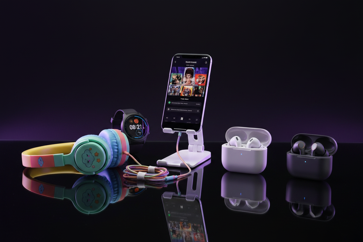 Showcase de productos tech con efecto espejo